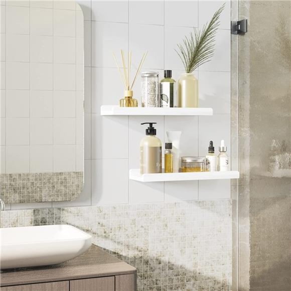 Floating Shelves Wall Mounted Set of 2, 17 Inch Rustic Wood Wall Shelves Storage - Picture 3 of 5